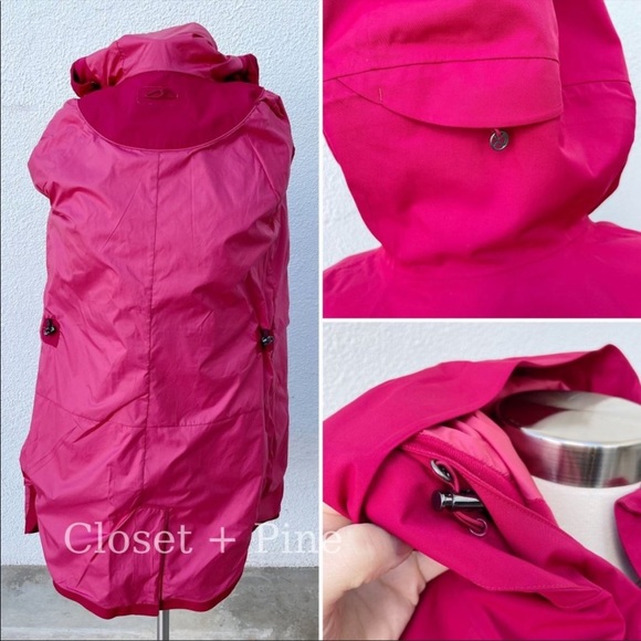 Lululemon Definitely Raining Jacket Cranberry Red Size 8 Hooded Rain Coat - Picture 8 of 10